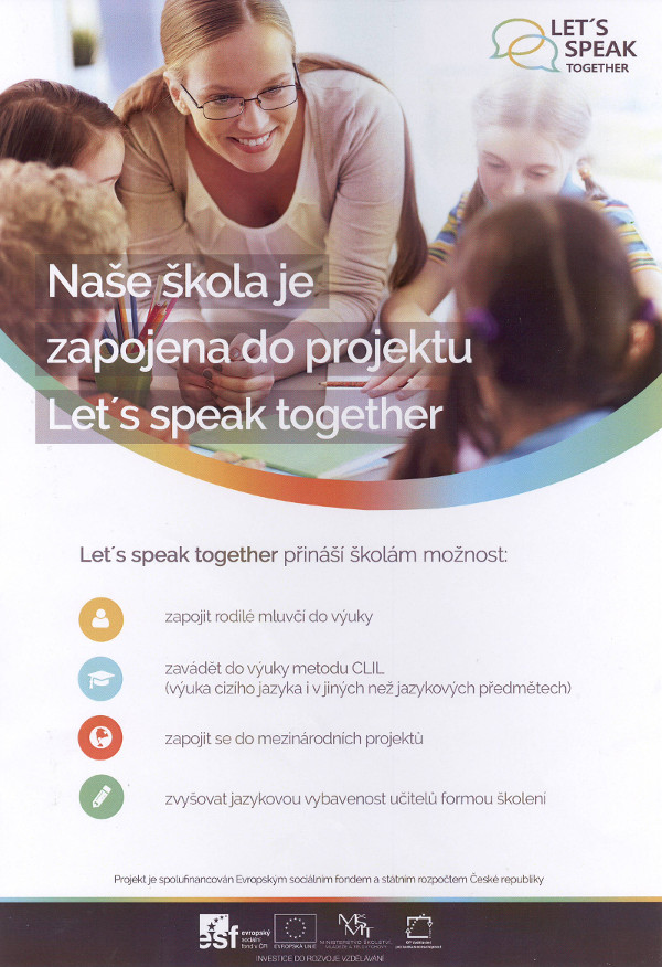 Naše škola je zapojena do projektu Lets speak together